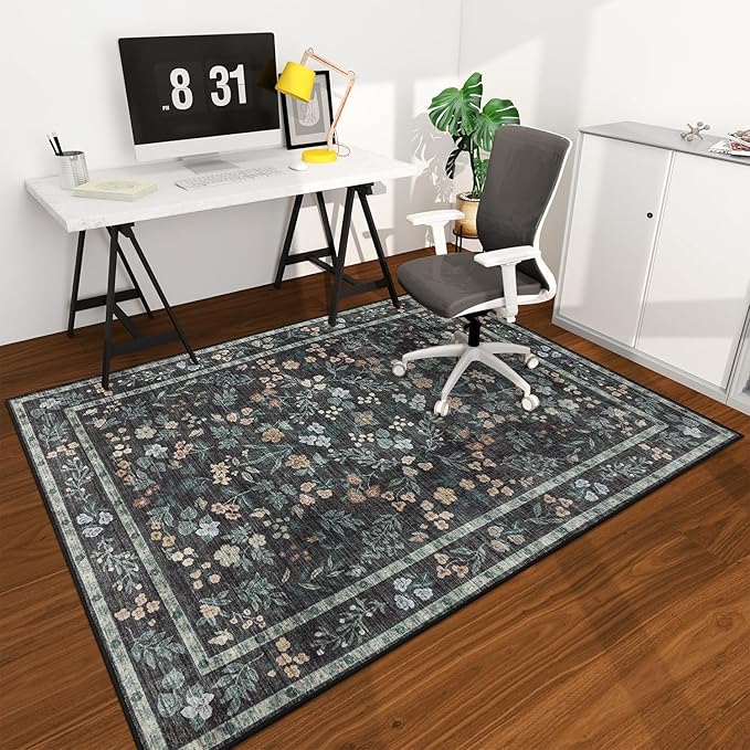 chakme Office Chair Mat for Hardwood Floor, 72"x48" Easy Glide Computer Desk Mat Protector for Rolling Chair Under Desk Rug Nonslip Backing, Machine Wash, (Floral)