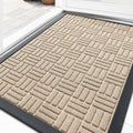OLANLY Front Door Mat Outside Entrance 33x21, Absorbent, Heavy Duty Sturdy Natural Rubber Doormat Indoor Outdoor, Non-Slip, Stain and Fade Resistant, Low Profile Floor Mat for Entryway, Latte White