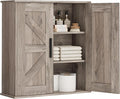 Homleke Bathroom Wall Cabinet, Over Toilet Storage Cabinet with Barn Doors and Adjustable Shelves, 3-Tier Medicine Cabinet Wall Mounted, for Bathroom, Kitchen, Entryway, Laundry Room, Greige, (7.9" D)