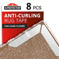 X-Protector Rug Tape - 8 Pcs Set - White Anti-Slip & Anti-Curling Carpet Tape for Hard Floors - Premium Rug Pad Gripper - Carpet Corner Grippers to Keep Your Carpet in Place & Make Corners Flat