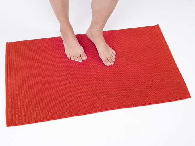 Cotton Paradise 100% Cotton Turkish Bathmat Rug, Soft Absorbent Quick Dry Non Slip, 20x34 Bathmat Rug, Red