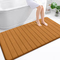 OLANLY Memory Foam Bath Mat 59x35, Super Soft Absorbent Bathroom Rugs, Quick Dry, Machine Washable Shower Floor Rugs, Bathmat Carpet, Bathroom Home Decor Accessories, Ochre