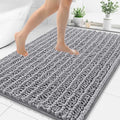 Smiry Bathroom Rugs Mat 71x47, Extra Soft Absorbent Chenille Bath Rugs, Non Slip Rubber Backing Machine Washable Quick Dry Bath Mats for Bathroom Floor, Tub, Shower, Home Decor Accessories, Grey