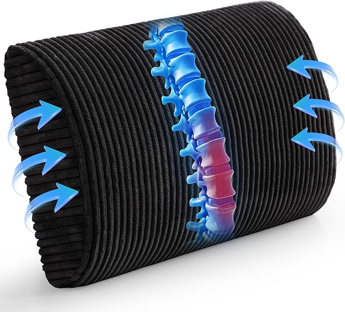HIGOGOGO Lumbar Support Pillow for Recliner Chair/Accent Chair/Couch, Large Memory Foam Back Support Cushion for Elderly, Recliner Cushions for Back Rest, Pain Relief, Reading, Washable Cover, Black