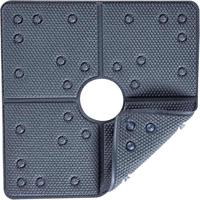 Webos Bathtub Mat Non Slip: Soft Safety Foam Bath & Shower Mat for Tub Suitable for Families 21 X 21Inch with Drain Holes and Suction Cups Massage Tub & Shower Mat for Bathroom (Dark Grey)