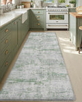DEXI Kitchen Mats Cushioned Anti Fatigue, 23x86 Floor Padded Runner Rug Non Slip, Waterproof Standing Comfort Memory Foam for Front Sink Laundry, Green