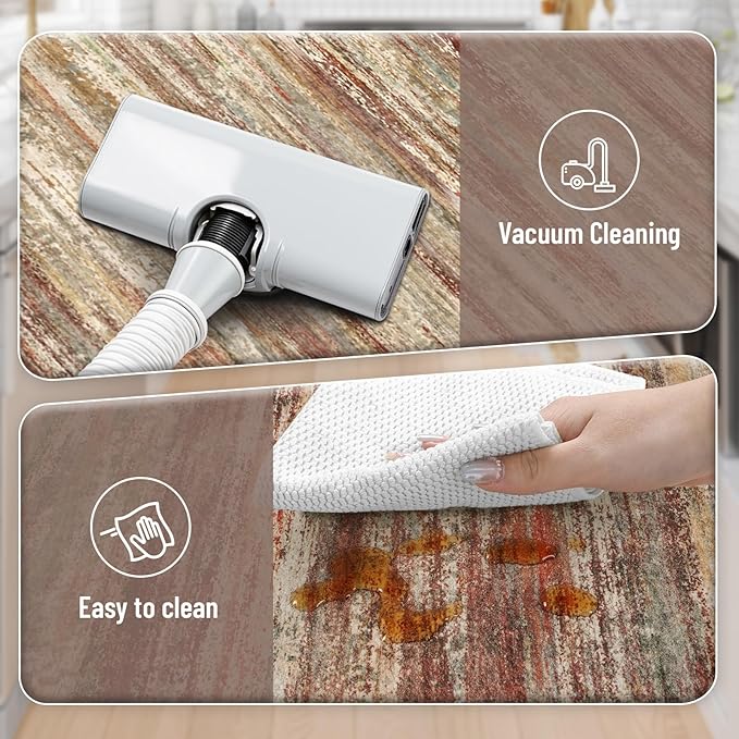 KIMODE Anti Fatigue Kitchen Mats, Farmhouse Kitchen Rugs Sets of 2, Non Slip Kitchen Mats for Floor, Cushioned Kitchen Floor Mats for Sink Laundry Office Desk Red Brown 17"x47"+17"x29"