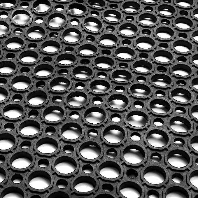 Yesland Rubber Door Mat 61 x 35 Inches, Packed in Roll Durable Non-Slip Anti-Fatigue Drainage Floor Mat for Restaurant Kitchen Bar Home Garden Indoor Outdoor Wet Area