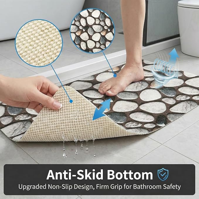 Square Shower Mat Non Slip, 24 x 24 Inch Soft PVC Loofah Shower Mats for Wet Area, Foot Scrubber Anti Slip Bathmat with Drain, Quick Drying Easy Cleaning Bath Mat for Tub, Bathroom