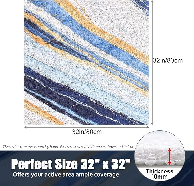 Shower Mat Non Slip: 32x32 Inch Soft and Comfortable Square Shower Mat, PVC Loofah Massage Showe Mats for Inside Shower, Anti Slip Mat for Shower, Tub, Floor, Bathroom, Kitchen, Hotel, Quick Drying