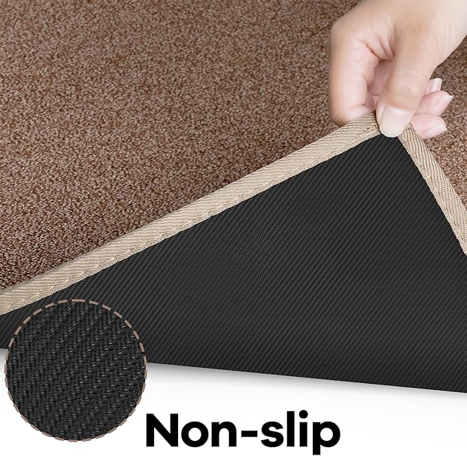 SUMLANS Kitchen Mat Set of 2 PCS, Cushioned Non Slip Rugs for Kitchen Floor, Absorbent Runner Comfort Standing Mats Washable for Kitchen, Office, Home (Brown-Velvet, 17.3"x47"+17.3"x30")