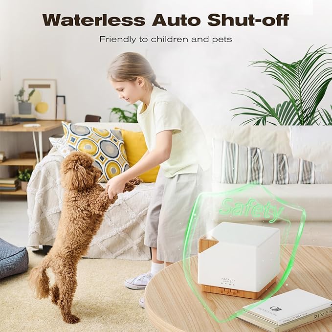 ASAKUKI Essential Oil Diffuser for Home, Large 700 ml Humidifier with Automatic Shut-Off, Scent Aromatherapy Diffuser with 7 LED Lights for Living Room, Kitchen, Bedroom, Hotel - Yellow