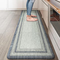 KIMODE Farmhouse Kitchen Runner Rug,17.3" x 59" Anti Fatigue Kitchen Mats for Floor Cushioned,Non-Skid Waterproof Kitchen Floor Standing Mat for Front Sink,Laundry Room,Blue and Gray
