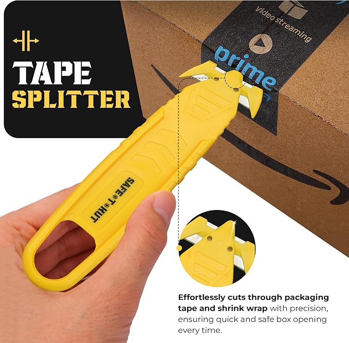 Safe•T•Kut Safety Box Cutter 20 Pack – Enclosed Blade Safe Utility Knife for Opening Boxes, Packaging, Plastic Wrap, Tape & Zip Ties