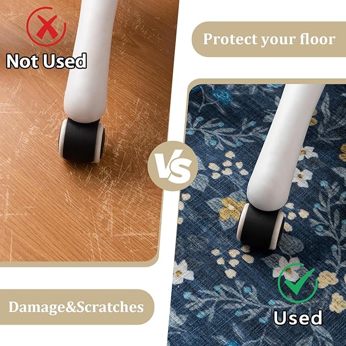 chakme Office Chair Mat for Hardwood Floor, 72"x48" Easy Glide Computer Desk Mat Protector for Rolling Chair Under Desk Rug Nonslip Backing, Machine Wash, (Floral)