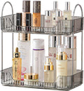 Akinbas 2 Tier Bathroom Organizer Countertop Makeup Perfume Tray Skincare Organizer for Bathroom Dresser Vanity (Grey)