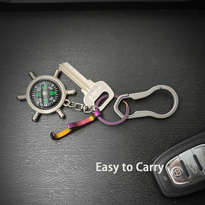 Titanium Bottle Opener, Small Keychain Beer Bottle Opener Can Opener with Stainless Steel Key Ring (Color)