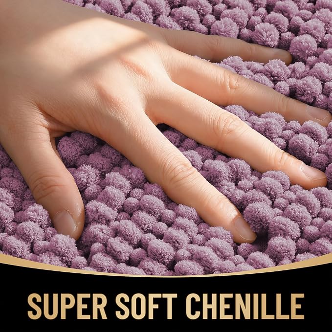 OLANLY Thick Bathroom Rugs 30x20, Extra Soft Absorbent Chenille Bath Rugs, Rubber Backing, Machine Wash Dry, Bath Mats for Bathroom Floor, Tub and Shower, Home Decor Accessories, Deep Plum