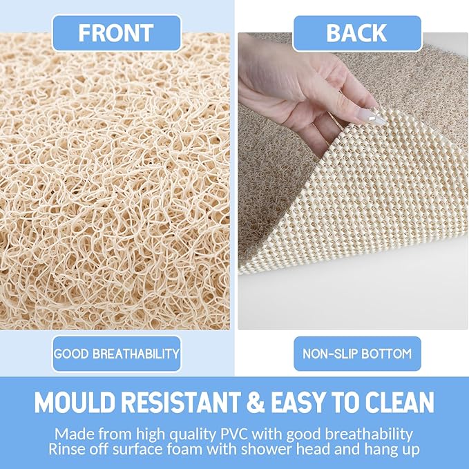 Hargiis Non-Slip Bathtub Mat, Anti Slip Shower Mat, Fast Drying Bathtub Mats, Foot Scrubber Mat, Anti Slip Mat for Tub, Floor, Bathroom, Kitchen, Home, Hotel (Beige 71"×24")