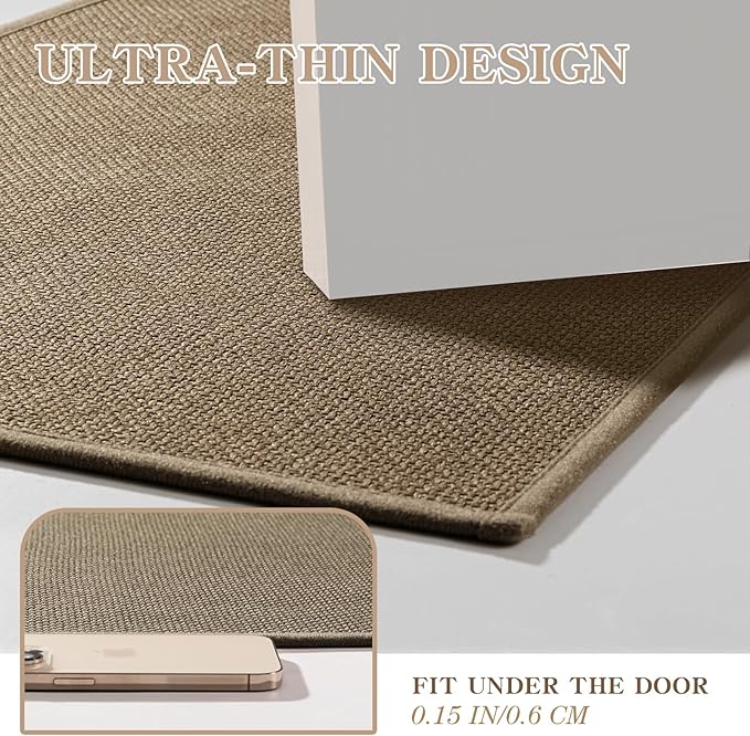 chakme Bathroom Rugs 47x17, Ultra Thin Non Slip Bath Mat Runner Quick Dry Absorbent Bath Mat for Bathroom Floor, (Dark Beige, 47"x17")