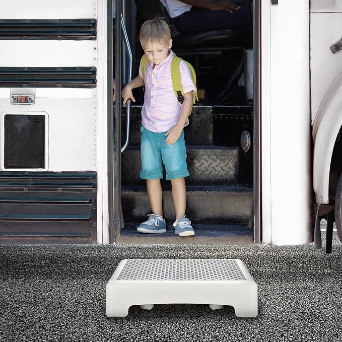 HBTower Step Stool, Mobility Step Stool for Adults & Seniors, Non-Slip Step Platform Indoor and Outdoor, Portable Step Riser, Safety Step for Car, Bedside, Office, Shower, Stairs, White