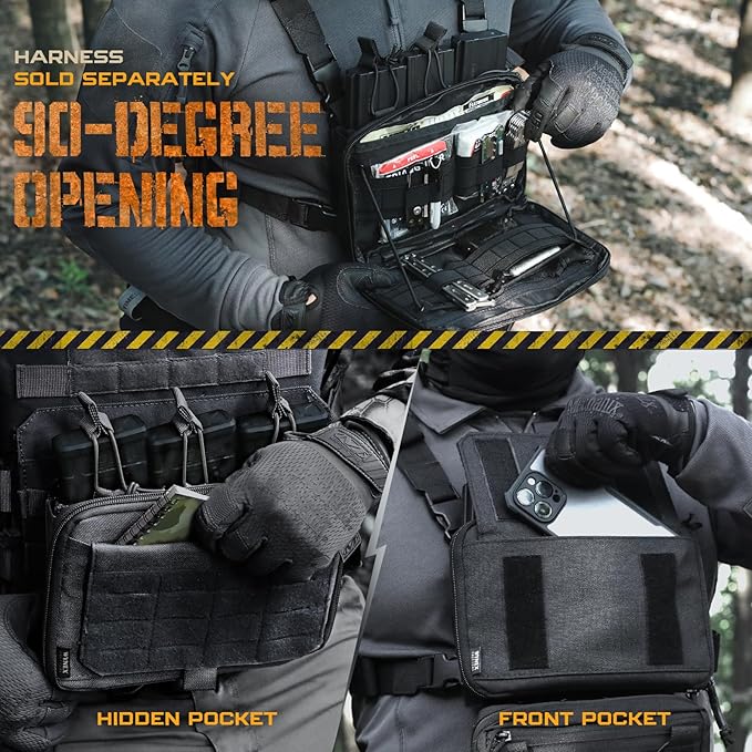 WYNEX Molle Admin Pouch of Kangaroo Style, Tactical Utility Tool Pouch with Mag/Zipper Strip Insert Modular EDC Medical Bag Organizer Attachment Patch Included