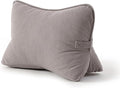 Pat. Pend. Corduroy Lumbar Support Pillow for Watching TV, Reading & Gaming, Triangle Cushion for Sofa, Armchair, Couch or Bed, Removable Washable Cover, Light Gray