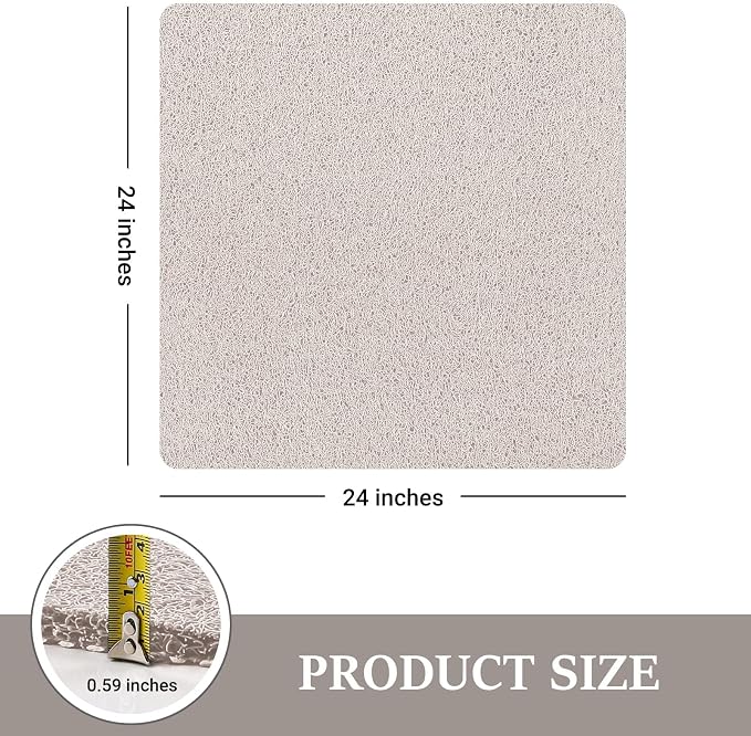 LuxStep Shower Mat Bathtub Mat,24x24 inch, Non-Slip Bath Mat with Drain, Quick Drying PVC Loofah Bathmat for Tub,Shower,Bathroom (Phthalate Free,White)