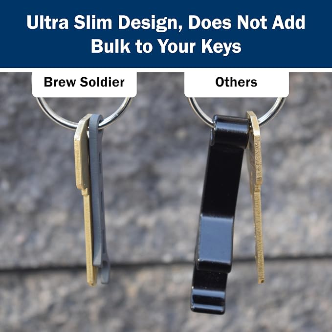 Gear Infusion Brew Soldier Bottle Opener - Thin Titanium Bottle Opener with Key Ring - Made in the USA (Sandblasted)