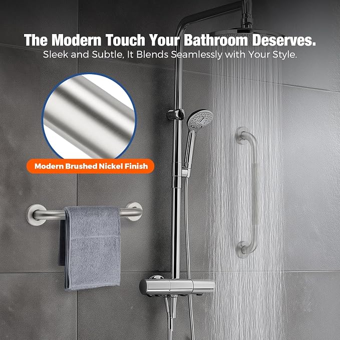 Grab Bars for Shower 2 Pack 18-Inch, Stainless Steel Anti-Slip Safety Shower Handle for Elderly Bathroom Wall Support Handicap Handicap Grab Bars for Seniors, Brushed Nickel