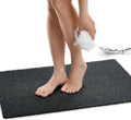 Enkosi Loofah Non-Slip Shower Mat - Shower Floors, Bathtub, Bathrooms, Wet Areas - Cushioned Bath Mat with Drain Holes - Quick Dry PVC, Secure Safety Pad Without Suction Cups (32x24 Black)
