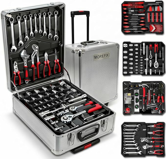 899/52pcs Professional Tool Set, Multi-functional Toolbox, Portable Design, For Home And Car Repair, A Tool Set For Enthusiasts And Professionals, A Gift For Friends, Local Shipping (899PCS Silver)