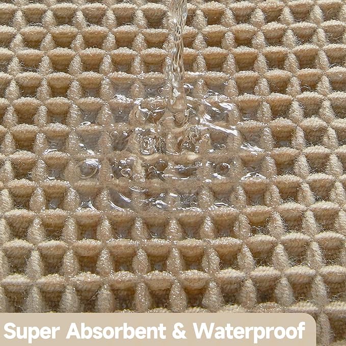 TYUU Waffle Runner Rug Bathroom, Long Boho Bathroom Rugs Non Slip Washable Super Absorbent Quick Dry Farmhouse Bath Mat, 72"x24" Khaki