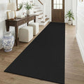 KOZYFLY Black 3x12 Runners Rugs for Hallway, Long Washable Runner Rug, Woven Non Slip Kitchen Runner, Braided Entryway Rug, Floor Carpet for Entry, Aisle, Hall, Black/Dark Grey