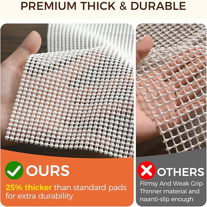 BAGAIL BASICS 5 x 8 FT Rug Pad Gripper for Hardwood Floors, Non Slip Rug Pads for Area Rugs, Extra Thick Under Rug Padding, Protect Your Rugs & Floors