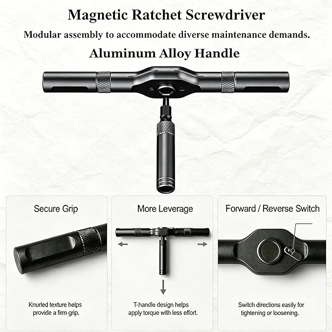 42 in 1 Magnetic Ratcheting Screwdriver Set with T Handle, S2 Steel Multi-Bit Tool Kit for Electronics, Precision Electrical Appliance Repair, Furniture Assembly, Laptop Repair & DIY Projects