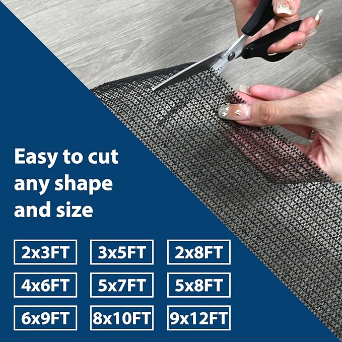 Non Slip Rug Pads for Hardwood Floors, 3x5 Rug Pad Gripper for Area Rugs, Under Carpet Anti Skid Mat, Black, Keep Your Rugs Safe and in Place