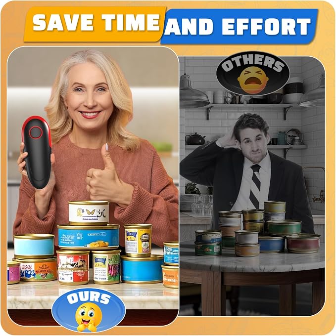Electric Can Opener, One-Touch Automatic Can Opener Fits All Can Sizes, Hands-Free&Smooth Edge Battery operated Can Opener with Magnetic Cover Catch for Kitchen & Seniors Arthritis