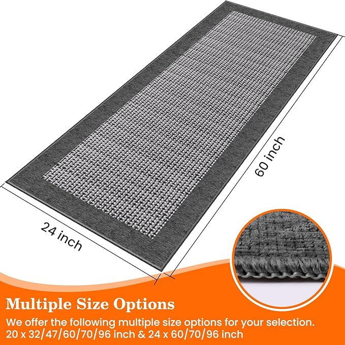 StepRite Kitchen Rugs, Kitchen Mats for Floor, 60"x24" Non-Slip Machine-Washable Kitchen Throw Rug, Absorbent Runner Rugs Office, Sink Standing Desk Mat, Decor Carpet, Grey