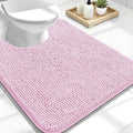 OLANLY Toilet Rugs U-Shaped 24x20, Extra Soft Absorbent Chenille Contour Bathroom Rugs for Toilet, Dry Quickly, Machine Washable, Non-Slip Bath Mat, Pink