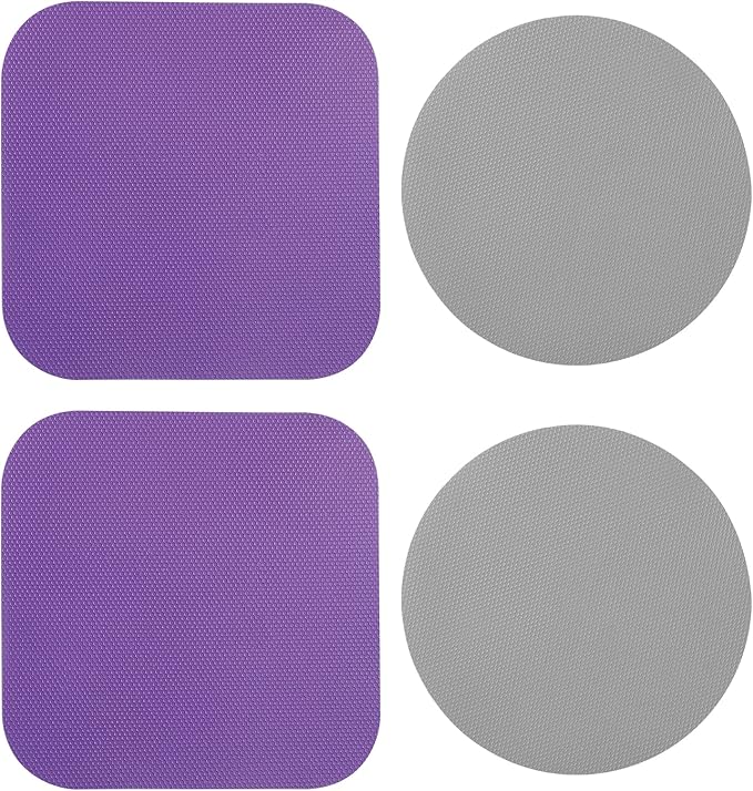 LUTER 4pcs Jar Opener, Rubber, Multi-function Silicone Bottle Opener for Seniors with Weak Hands Lid Cap Gripper Pads Kitchen Coasters Gadgets(Grey, Purple)