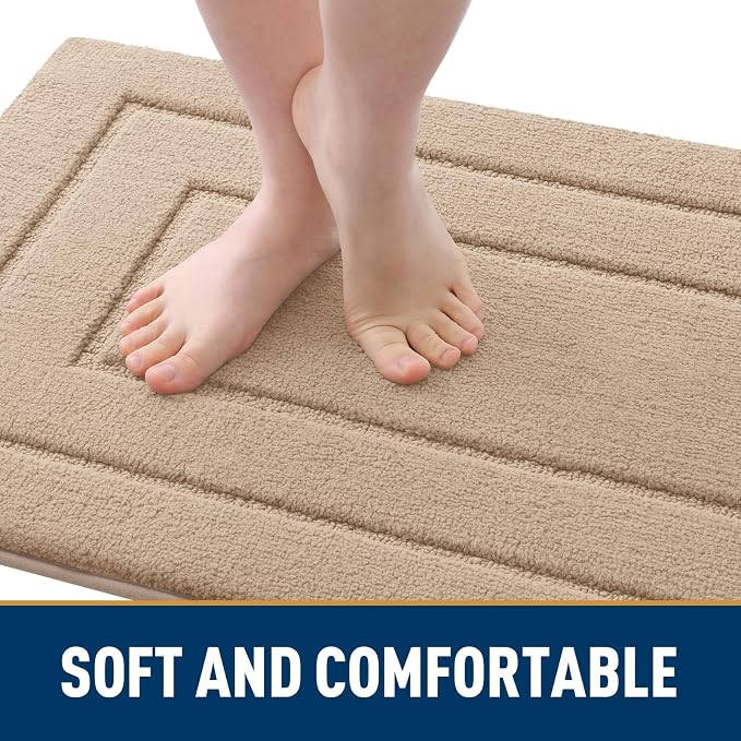 Smiry Dog Door Mat for Muddy Paws, Absorbs Moisture and Dirt, Low-Profile Entryway Mat with Non-Slip Backing, Entry Indoor Outdoor Doormat for Inside Floor (30x20 Inches, Beige, Bordered)
