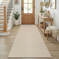 KOZYFLY Runners for Hallways 3x8 ft Washable Kitchen Runner Non Slip Rubber Backed Hall Runners Cotton Entryway Runner Rugs for Indoor Backdoor Bedroom Kitchen, Ivory/Camel/Brown