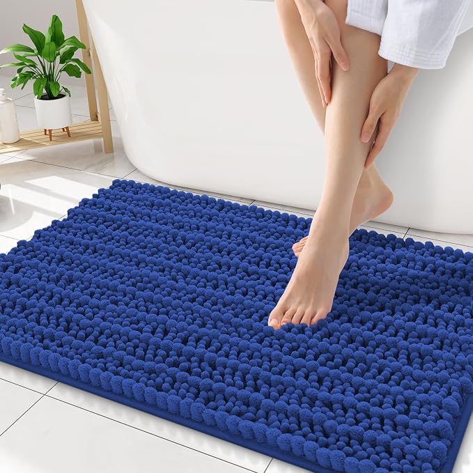 Smiry Bathroom Rugs Mat 34x21, Extra Soft Absorbent Chenille Bath Rugs, Non Slip Rubber Backing Machine Washable Quick Dry Bath Mats for Bathroom Floor, Tub, Shower, Home Decor Accessories, Royal Blue