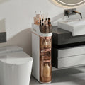 VECELO 3-Tier Slim Bathroom Storage Cabinet with Wheels, Skinny Bathroom Storage Cabinet with Drawers, Toilet Paper Holder, Movable Narrow Floor Cabinet for Small Space, Bathroom