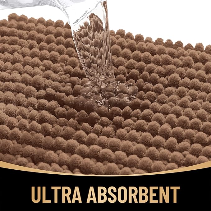 OLANLY Thick Bathroom Rugs 30x20, Extra Soft Absorbent Chenille Bath Rugs, Rubber Backing, Machine Wash Dry, Bath Mats for Bathroom Floor, Tub and Shower, Home Decor Accessories, Mocha