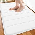 OLANLY Memory Foam Bath Mat 32x20, Super Soft Absorbent Bathroom Rugs, Quick Dry, Machine Washable Shower Floor Rugs, Bathmat Carpet, Bathroom Home Decor Accessories, White