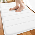 OLANLY Memory Foam Bath Mat 34x21, Super Soft Absorbent Bathroom Rugs, Quick Dry, Machine Washable Shower Floor Rugs, Bathmat Carpet, Bathroom Home Decor Accessories, White