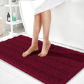 OLANLY Thick Bathroom Runner Rugs 44x24, Extra Absorbent Chenille Striped Bath Rugs, Rubber Backing, Machine Wash Dry, Long Bath Mats for Bathroom, Tub and Shower, Home Decor Accessories, Burgundy