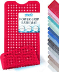 SlipX Solutions Power Grip Bathtub Safety Mat | Precision Grip Technology for Longer, Stronger, & Softer Wet Surface Protection | Clear Red 39"x16"